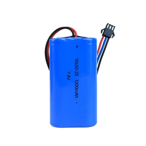 XYHJUAS 7.4V 1200mAh Li-ion Battery Pack RC Replacement Rechargeable Battery Pack Built-in 18650 * 2 Cell with SM-3P Plug for Toys,Drone,Remote Control Car Accessory