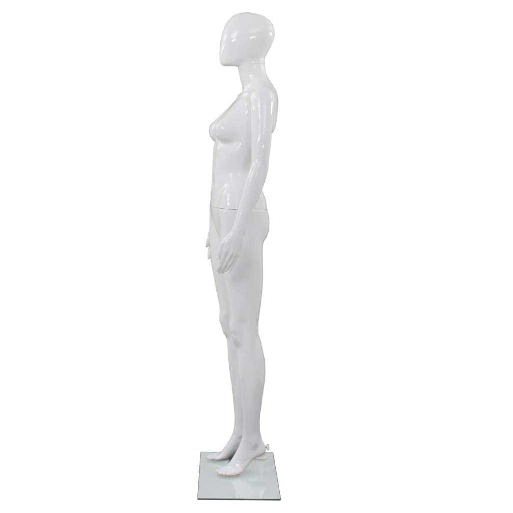 vidaXL Maniquí de Mujer Completo Base de Vidrio Blanco Brillante 175cm