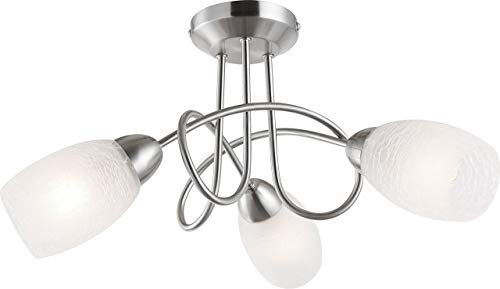 globo 3 x E14 40 Watt Mitis Nickel Matt Crackle Ceiling Lamp