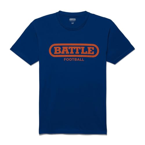 Battle Sports Original Football T-Shirt, Blue/Orange, Adult Large