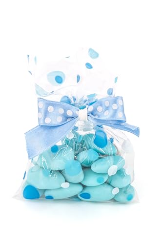 Italpak Bolsas transparentes de burbujas azules y azules, 9 x 12,5 cm, 50 unidades, bolsas para alimentos, bolsas para peladillas, galletas, dulces, caramelos, regalos