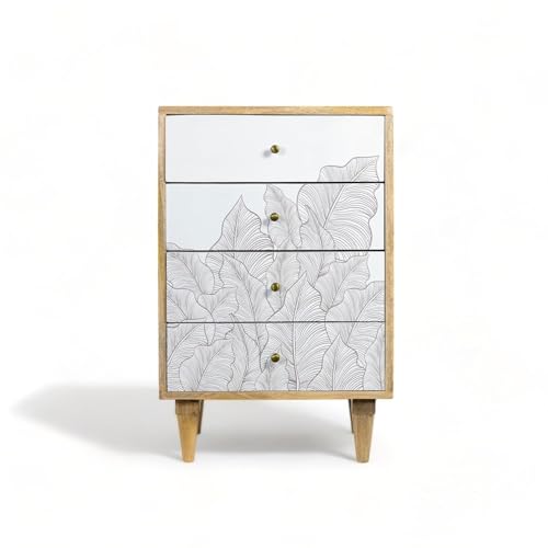 Image of Solid Wood Ranthambore Chest of Drawer | Wooden Chest of Drawer |Chest of Drawers with Storage | Dresser with 4 Drawers | Finish- Natural and White