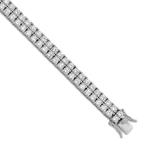 Bracelet rivière en argent 925 et oxydes de zirconium double rangée pour femme