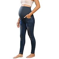 Maternity 2025 Maternity Pants Soft Pregnancy Jeans with Ripped Hole Skinny Jeans Dark Denim Blue M MC0241A22-03