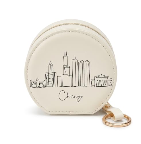 COLLECTIVE HOME - Skyline Jewelry Case, Jewelry Box for Travel, 4.5 Inch Spacious Organizer with Zipper Closure, Gift for Fashion-Forward Women and Teens (Chicago)