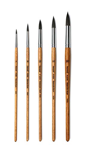 Herend Brush Series R-5200 (No.4 ~ No.20) for Watercolor with Squirrel Hair/Round Ponited Paintbrush (Set (4,8,12,16,20))
