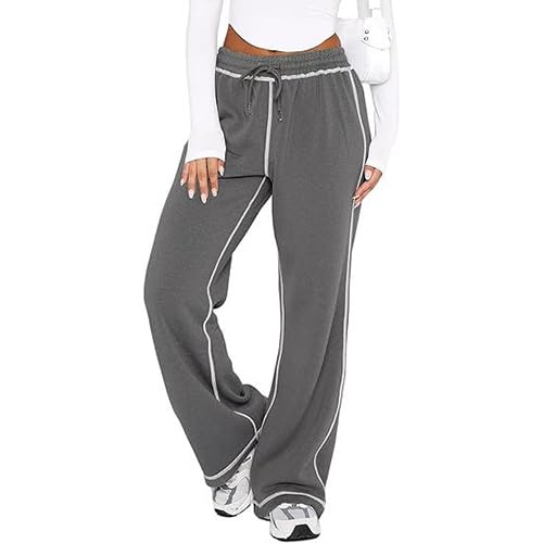 High Waisted Relaxed Fit Women's Trousers Pockets Included Wide Leg Straight Style Elastic Adjustment
