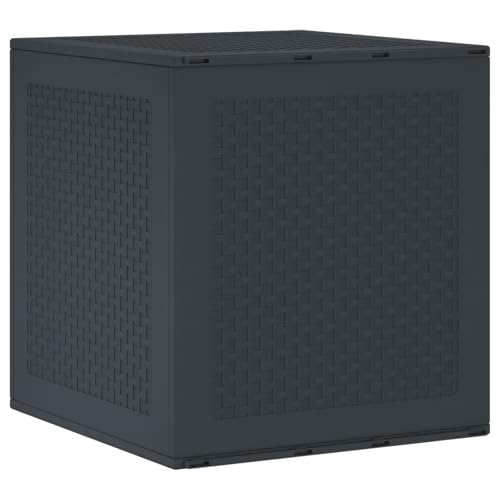 Kaloriko Caja de almacenamiento de polipropileno antracita 55 x 53 x 57 cm, resistente a la intemperie y al agua, con tapa para balcón, terraza y exterior, caja de almacenamiento duradera para cojines