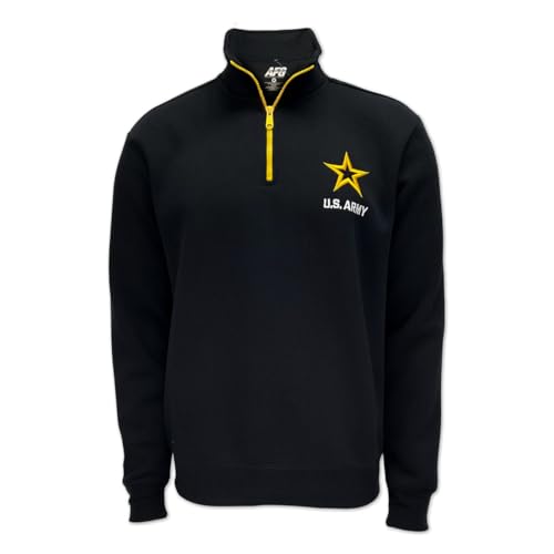 Armed Forces Gear US Army Star Tackle Twill Embroidered Fleece Quarter Zip (Black)4