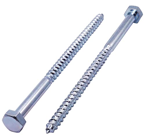 SKIR'CO (4 pcs) DIN 571 Zinc Plated Steel Hexagon Head Wood Screws M10 x 200 mm, Coach Screws, Hex Screw, Lag Bolts