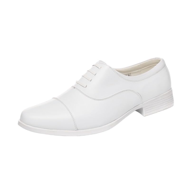Men's Lace-up Leather Dress Shoes, Fashion White Luxury Height-Increasing Loafers, All-Match Formal Shoes for Men