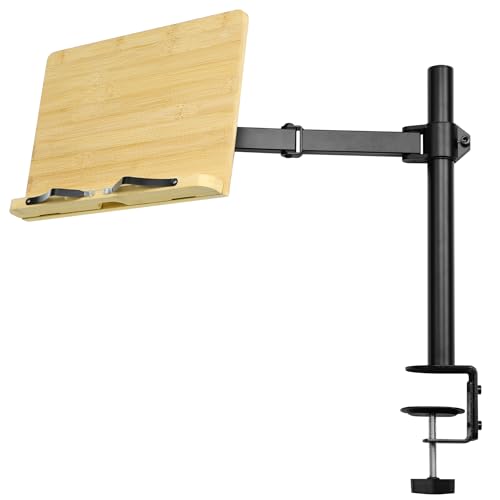 Navaris Soporte para libros con abrazadera - Atril para estudiar con brazo ajustable y 2x clips...