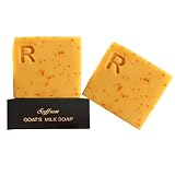 RiBANA Saffron Goat's Milk Soap Bar for Deep Moisturization, Hydration, Soft, Smooth Skin - 4.5 Oz H