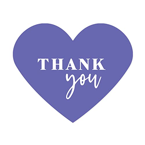 Andaz Press Very Peri Periwinkle Blue Wedding Collection, Heart Shaped Label Stickers, 2.27" x 1.88" Thank You Wedding Favor Label Stickers, for Favor Gifts Treat Bags, Gift Bags, 75-Pack