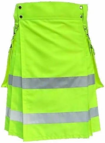 New Man's Florescent Working Man's Rescue Scottish Traditional Utility Green Kilt2