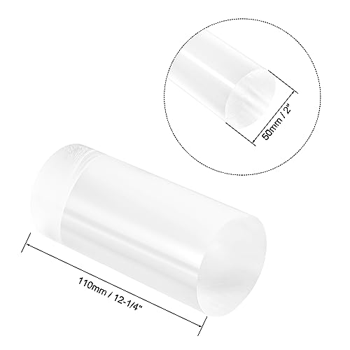 Image of uxcell Acrylic Round Rod, Clear,2 inch Diameter 4-1 /8 inch Length, Solid Plastic PMMA Bar Stick 2pcs