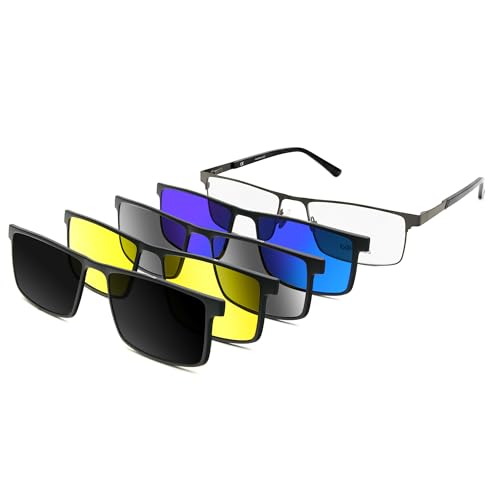Image of Bauhaus Magnetic Clip on Sunglasses Women Polarized UV Square Men Sunglasses Night Driving Eyeglasses For Fishing Hiking
