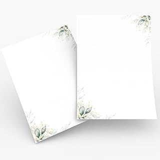 Papier listowy / koperta zestaw szlachetnych w kolorze zielonym z nadrukiem 2-stronny A4 120 g/m² c6 80 g/m² od 10 do 100 arkuszy z kopertami vintage (50 papier listowy bez kopert)