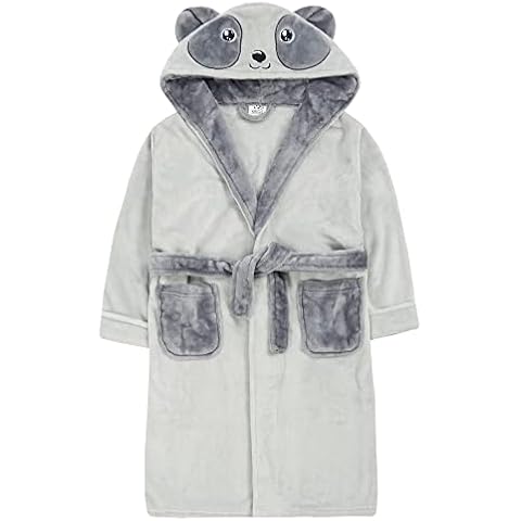 Childrens / Kids / Girls Warm Winter Plush Fleece Dressing Gown / Robe with Novelty Panda or Fox Hood ~ 2-13 years (Panda, 9-10 Years) Cover