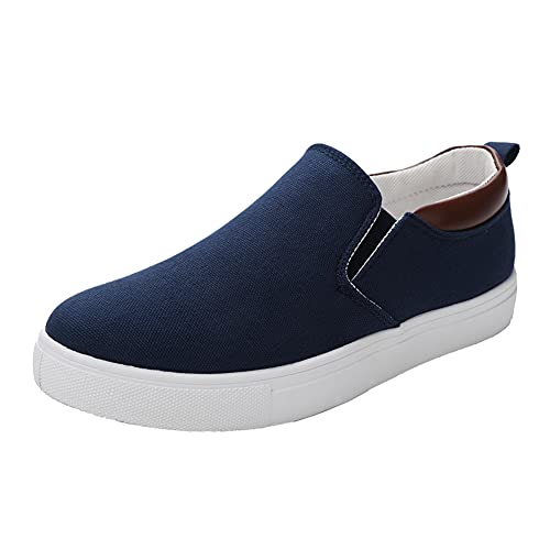tazimall Men's Large Size Canvas Shoes, Slip on Flat Loafers