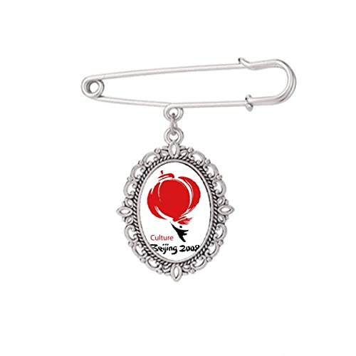 Broche chinoise traditionnelle rouge taille M pour sublimer une robe ou un châle élégant