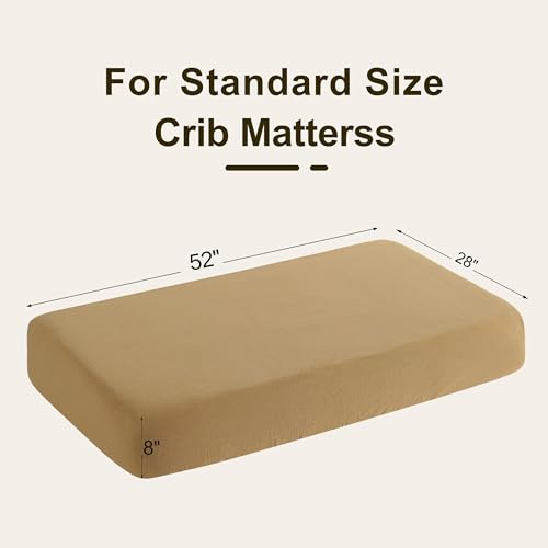 Image of NTBAY 2 Pack Muslin Cotton Crib Sheets, Soft and Breathable Double Layer 28x52 Baby Crib Sheets for Standard Crib and Toddler Mattresses, Boys, Girls, Unisex, Brown, 28x52 Inches