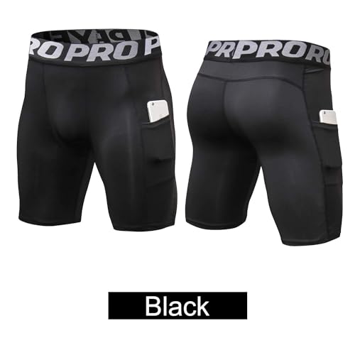 YUSHOW 5 Pack Compression Shorts Men with Pocket Sports Workout Running Spandex Shorts Compression Underwear for Men Athletic2
