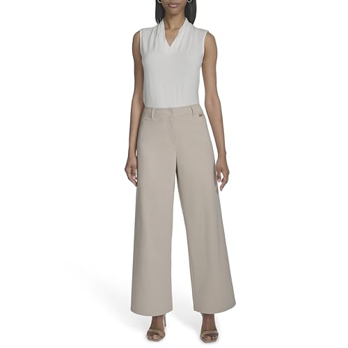 H HALSTON Women's Straight Leg Compression Cotton Office Workwear Pant2