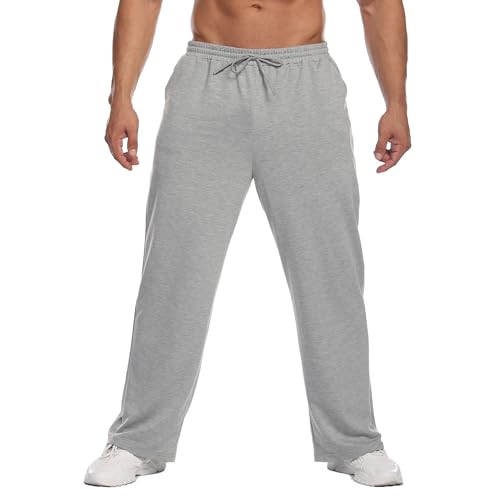 PINSPARK Calças de fato de treino para homem treino desportivos algodão compridos informais folgados largos fitness ioga estar em casa S-XXL, Cinza A, L