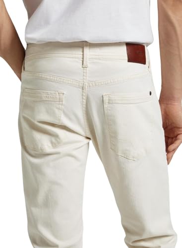 Pepe Jeans Para Hombre. PM207390WI5 Jeans Tapered Blanco Roto (33/32), Casual, AlgodóN, Denim - 4