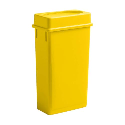 Image of 23 Gallon Slim Rectangular Garbage Can with Lid - Yellow
