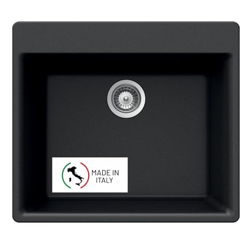 Houzer Cassiano Italian Series Granite Composite 24' Drop-in Topmount Single Bowl Kitchen Sink,...