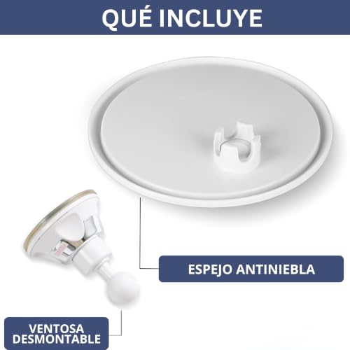 Miniatura 7 de Mirrorvana Espejo Pequeño Antivaho Para Ducha, Espejo De Pared Inastillable Con Ventosa Fuerte De 360 - 17 Cm De Diámetro Redondo
