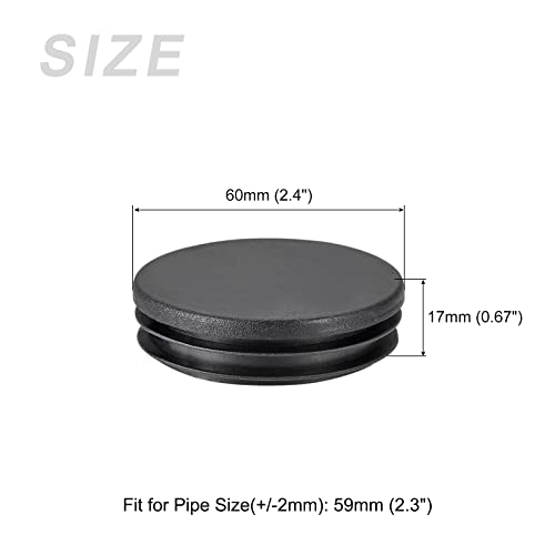 Image of METALLIXITY Round Post End Caps (2.4 inchx0.67 inch) 12pcs, Plastic Tubing End Cap Plug - for Decoration Furniture, Handrail Stair, Black