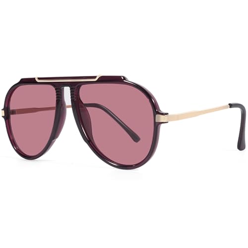 milramtob Oversized Aviator Sunglasses for Women Men Retro 70s Glasses Trendy Designer Vintage Metal Shades