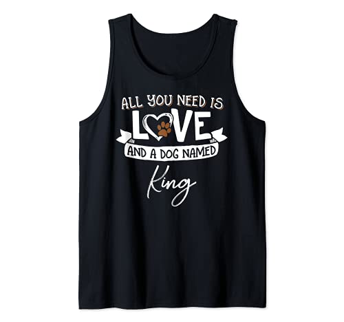 Cute Dog Named King Design for Women and Men Tank Top, Black
