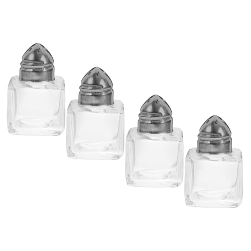 Holibanna Saleros Mini De Vidrio Transparente 4 Piezas Para Condimentos Orificio Dosificador, Botellas Portátiles Para Cocina y Uso Al Aire Libre, Recipientes Para Sal y Especias