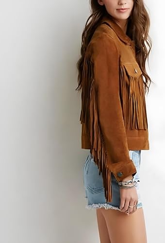 Traditional Western women's Genuine Suede Leather Jacket for women Native American coat with Fringed2