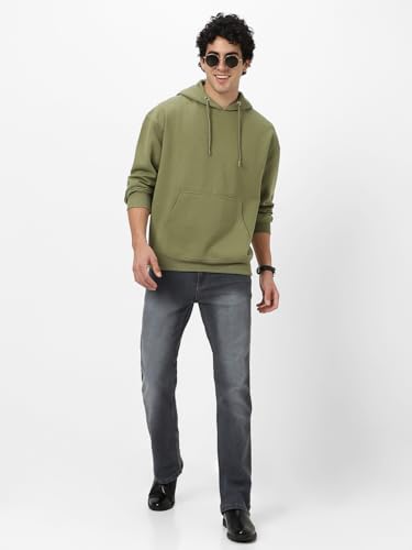 Image of Urbano Fashion Men's Cotton Solid Oversized Hooded Neck Sweatshirt