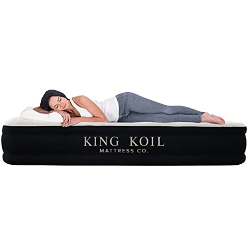 King Koil Luxury Queen Air Mattress with Built-in Pump for Home, Camping & Guests - Queen Size Inflatable Airbed Luxury Double High Adjustable Blow Up Mattress, Durable Portable Waterproof King Koil Luxury Queen Air Mattress with Built-in Pump for Home, Camping & Guests - Queen Size Inflatable Airbed Luxury Double High Adjustable Blow Up Mattress, Durable Portable Waterproof