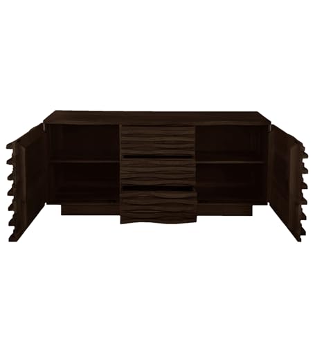 Image of The Attic Artic Sideboard, Multipurpose Cabinet for Kitchen and Living Room Storage, Crockery Storage, Solid Acacia Wood, Walnut Matte Finish