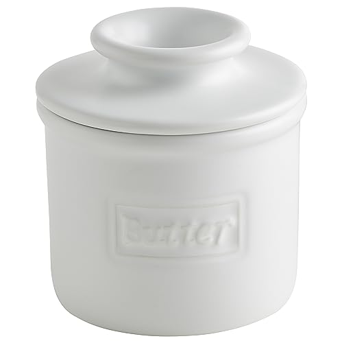 Butter Bell - The Original Butter Bell Crock by L Tremain a Countertop French Ceramic Butter Dish Keeper for Spreadable Butter Café Matte Collection White