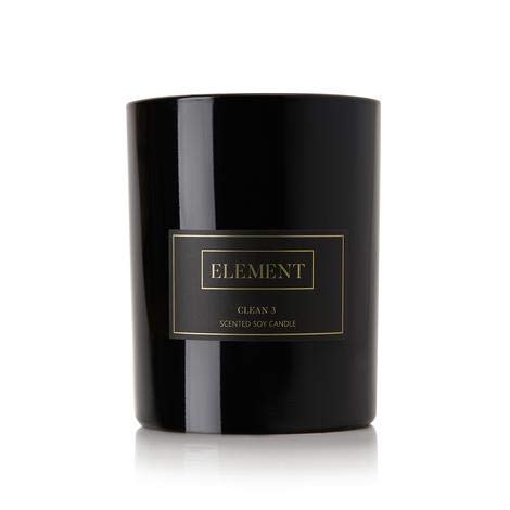 Element Clean 3 Scented Soy Candle, 9 Ounce, Black Jar, Wood Wick, Phthalate Free