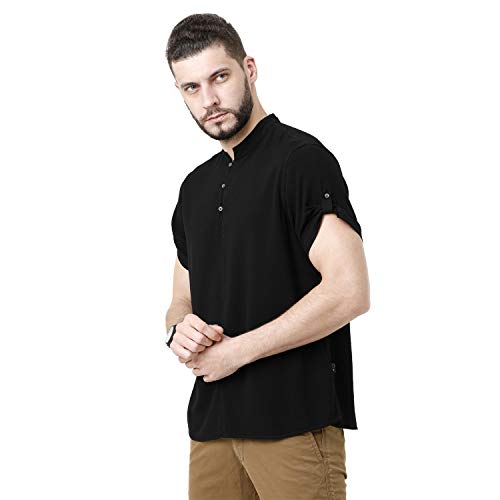 Image of Identiti Short Sleeves Solid Slim Fit 100% Viscose Casual Shirt /Kurta for Men