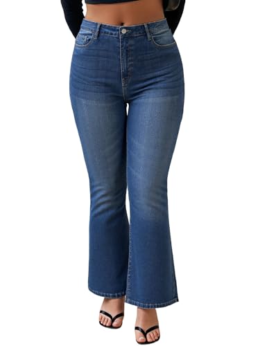 EMMIOL Women Stretchy Flared Jeans Mid-High Waist Bootcut Jeans Y2K 90s Denim Pants Bell Bottoms 0-22 Size