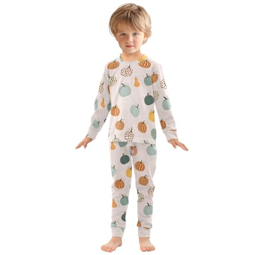 Pajama Sets Long Sleeve Colorful Pumpkins with Dots Stripes Soft Comfy Sleepwear 2 Piece PJS 3-8T2