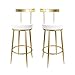 Goripsiuk Zestaw 2 krzeseł barowych, nowoczesny design stołek ladowy z oparciem, białe skórzane siedzisko, złote metalowe nogi, kuchenne wysokie stołki, meble do domu, baru