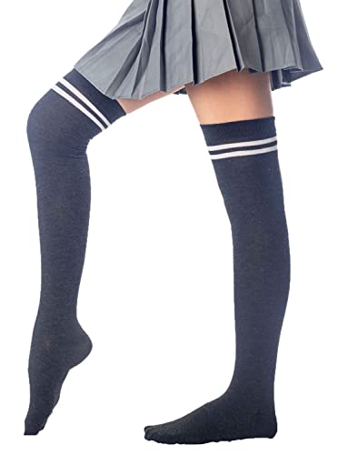 Image of iB-iP Women's Football Style Stripes Sports Thigh High Long Socks