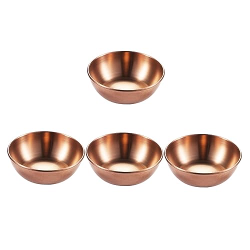 PRETYZOOM 4Pcs Stainless Steel Seasoning Bowls Condiment Dipping Plates for Home Kitchen Bbq Picnic Easy to Clean and Store for Sauces and Snacks