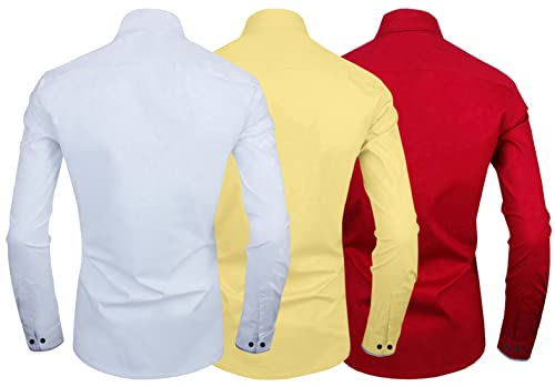 Image of Zombom Men's Combo Regular Fit Cotton Blend Full Sleeve Casual Shirts Pack of 3